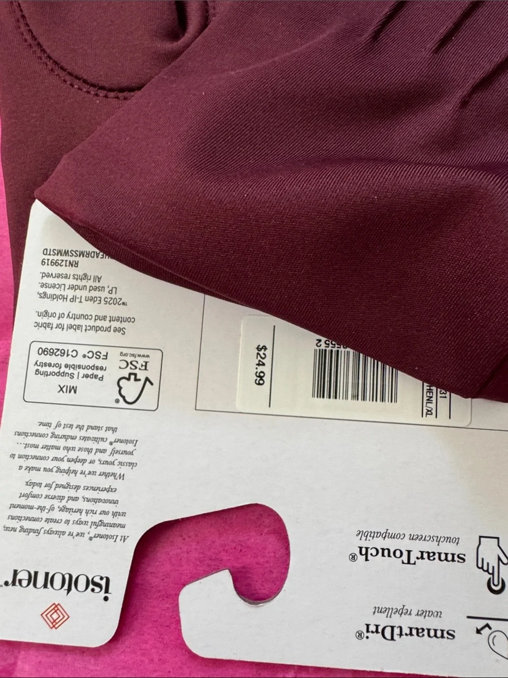 isotoner Women's Burgundy Dress Gloves - Picture 4 of 5